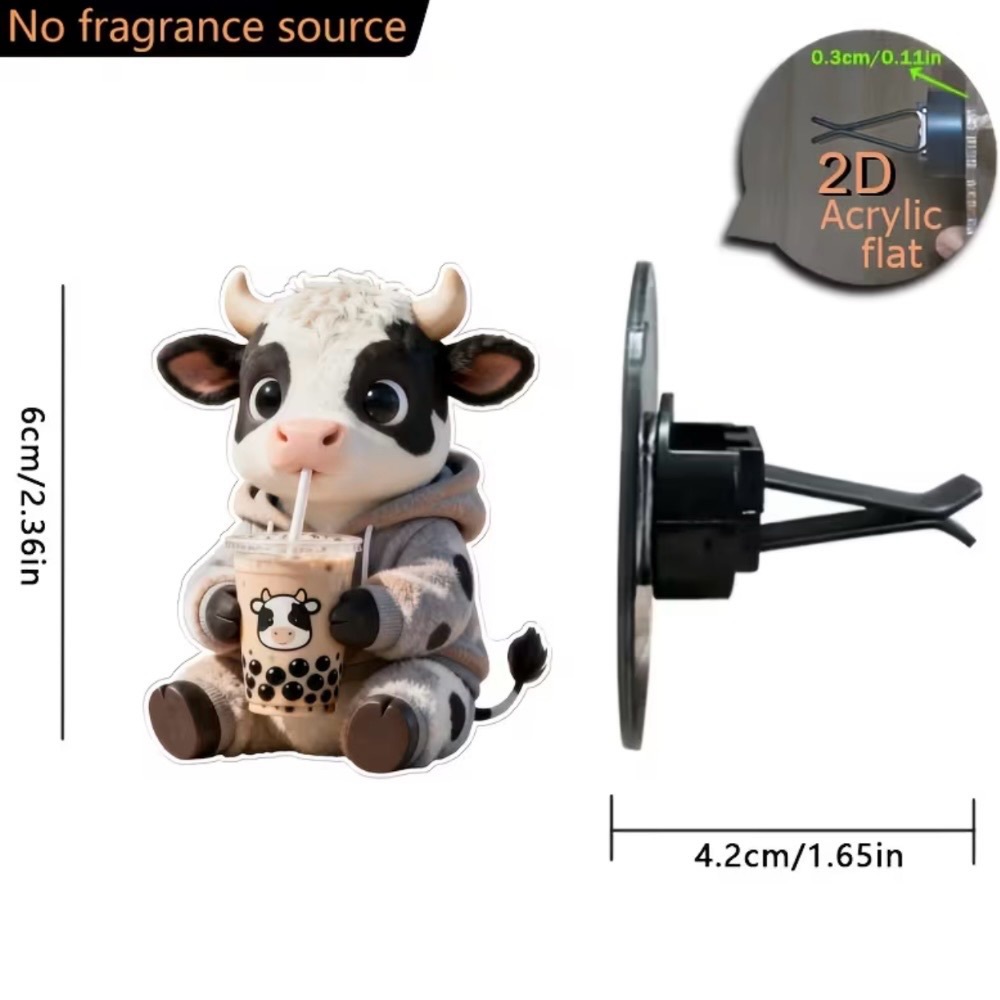 Cute Cow Bubble Tea Car Vent Clip Diffuser - Picture 2 of 5